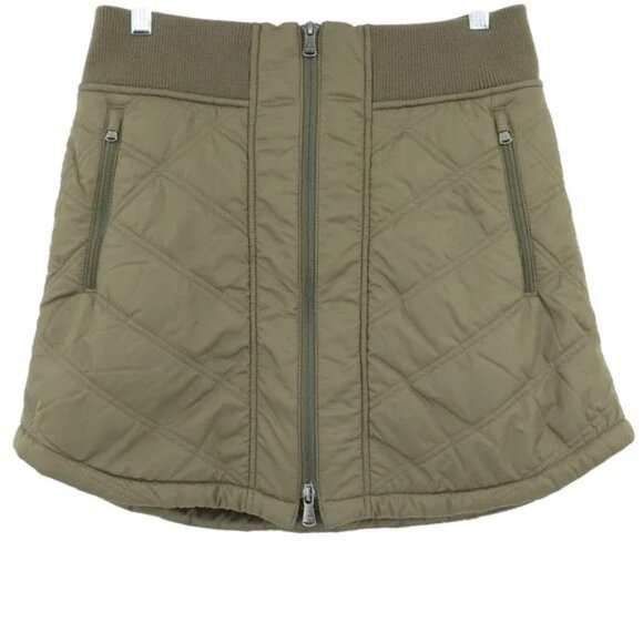 NWT Prana Esla Quilted Sherpa Mini Skirt Slate Green Puffer XL Zip Front Pockets - Picture 1 of 11